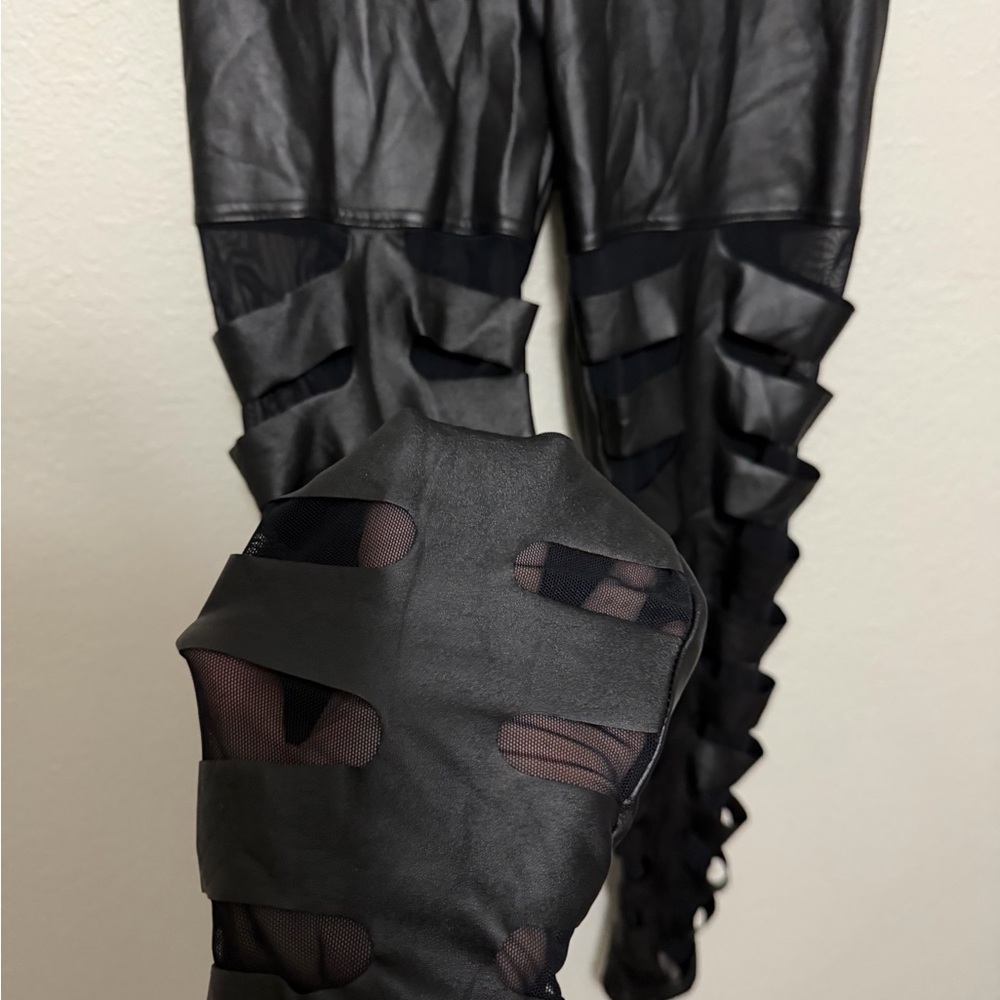 New BlackMilk Black Faux Leather Leggings - Picture 6 of 9